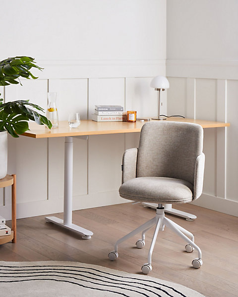 Chaise de bureauentissu beige DRYDEN