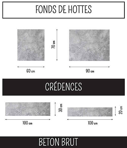 Fond de Hotte BETON BRUT 90 cm x 70 cm Epaisseur 3 mm Ma Nouvelle Décoration
