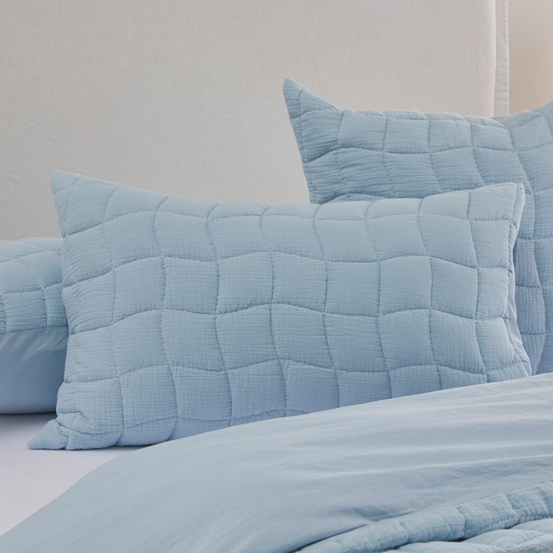 Layla Soft Blue Quilted Quilt Cover Separates