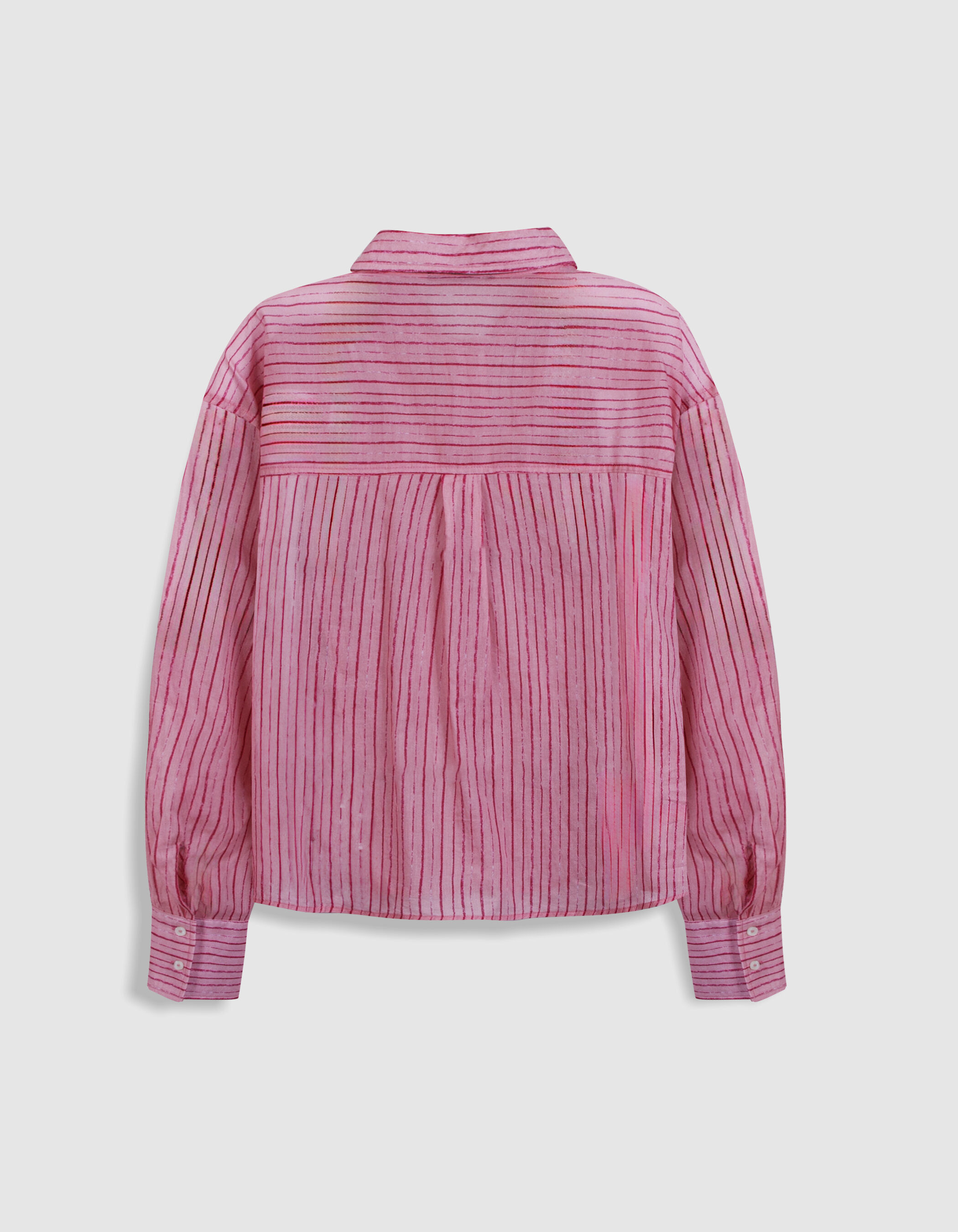 Chemise rayée rose et rouge cropped Femme