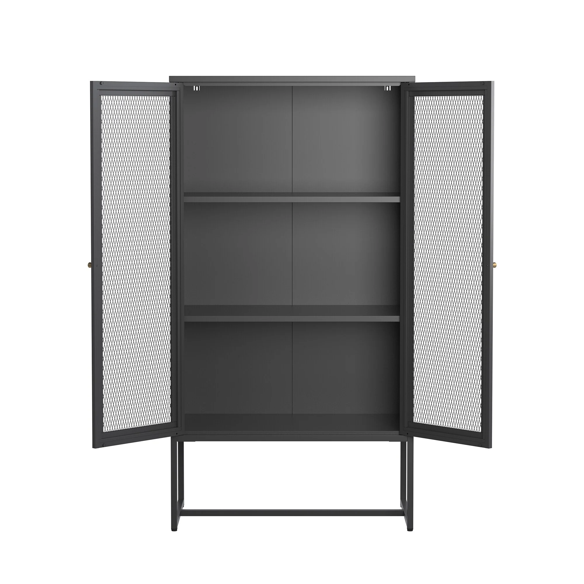 Bentley 59.11-inch Black Two Door Storage Cabinet with Mesh Doors - 59.11