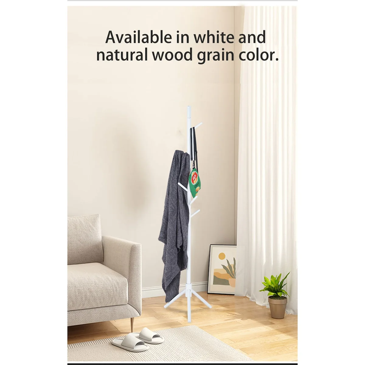 Wooden White Coat Rack