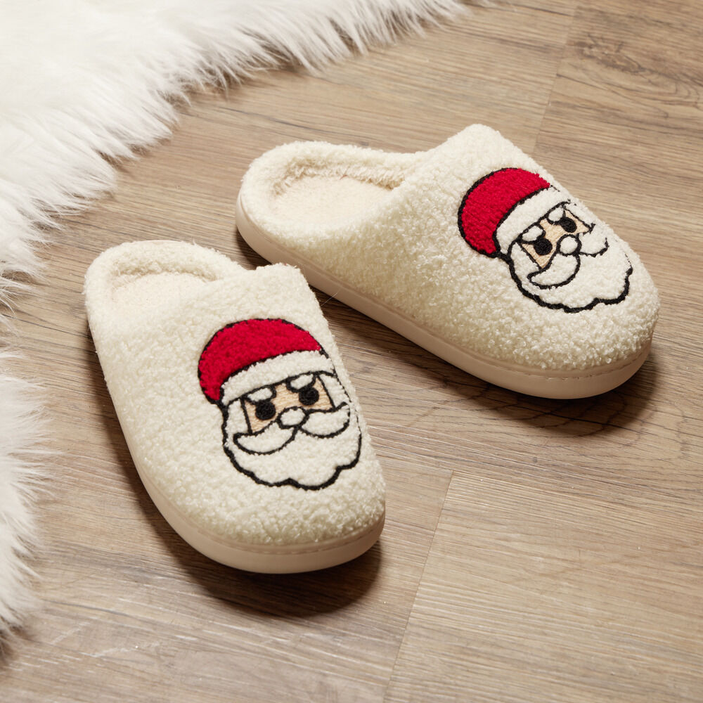 Chaussons No&euml;l mixte blanc cassé et rouge T36 à 45