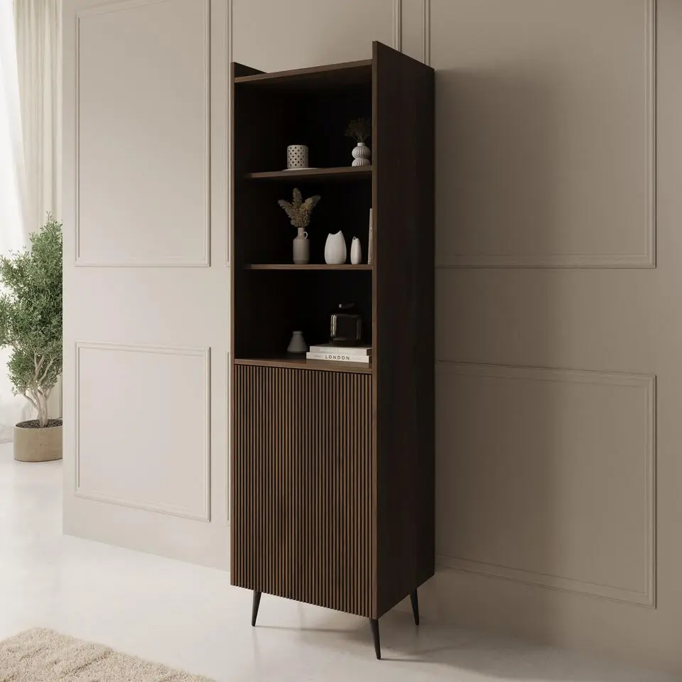 Meubella - Asty - Boekenkast - Donker eiken - 52x41x180 cm