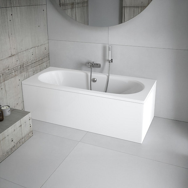 Baignoire rectangulaire 150 x 75 VITAE acrylique blanc   Support stabilisateur en polystyrène   Pieds   Vidage à chromé