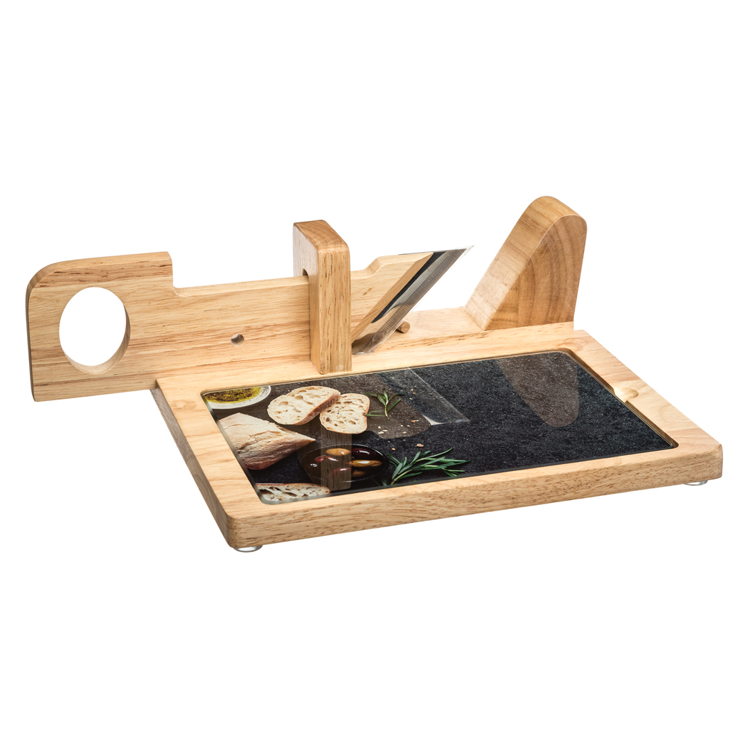 Máquina de corte para charcutaria com tábua de madeira