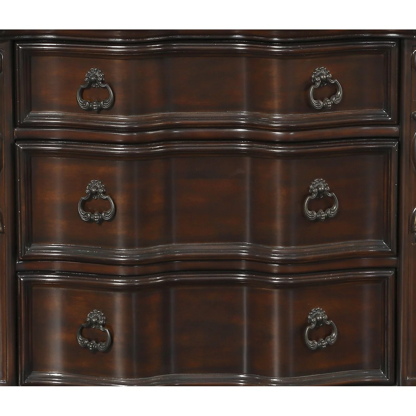Royal Bedroom Nightstand of 3 Drawers Ring Pulls Traditional Home Furniture