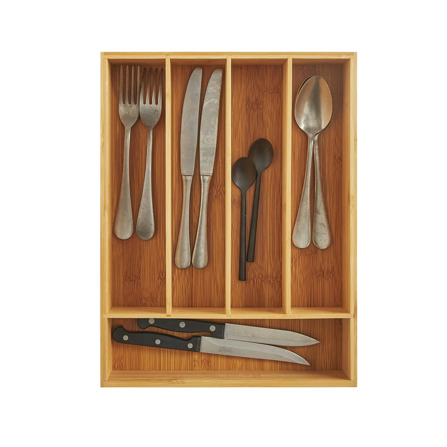 - Range-couverts avec 5 compartiments en bambou 38x29x7cm