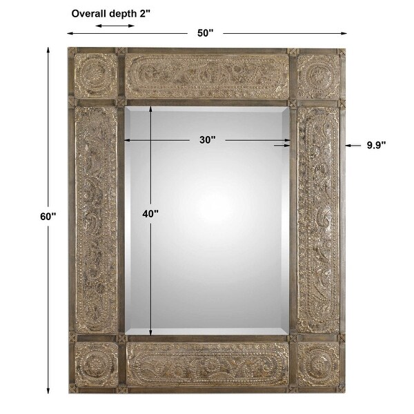Uttermost Harvest Serenity 60" X 50" Oversized Venetian Inspired - Distressed Golden-Champagne Leaf
