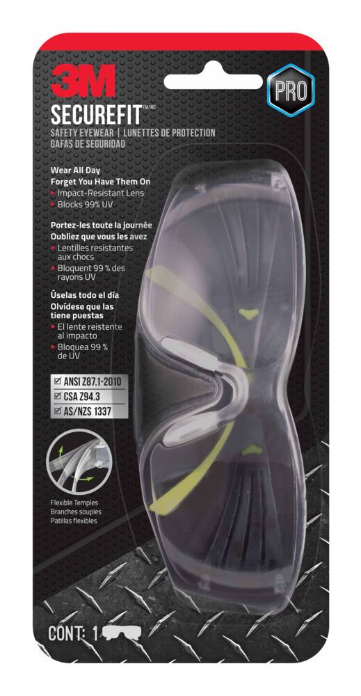 3M™ SecureFit™ Pro Anti-Fog Anti-Scratch Safety Glasses, Assorted Lens Colour