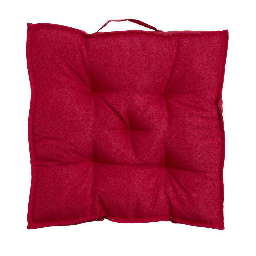 Coussin de sol assise carrée matelassée rouge 45x45cm
