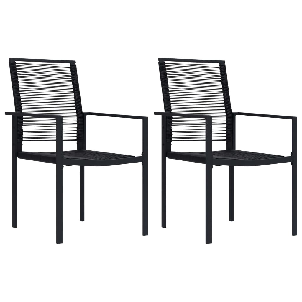 Krzesła ogrodowe 2 szt. rattan PVC czarne