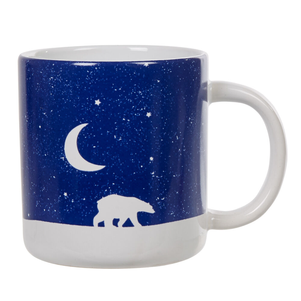 Mug motif banquise bleu et blanc motif ours et lune