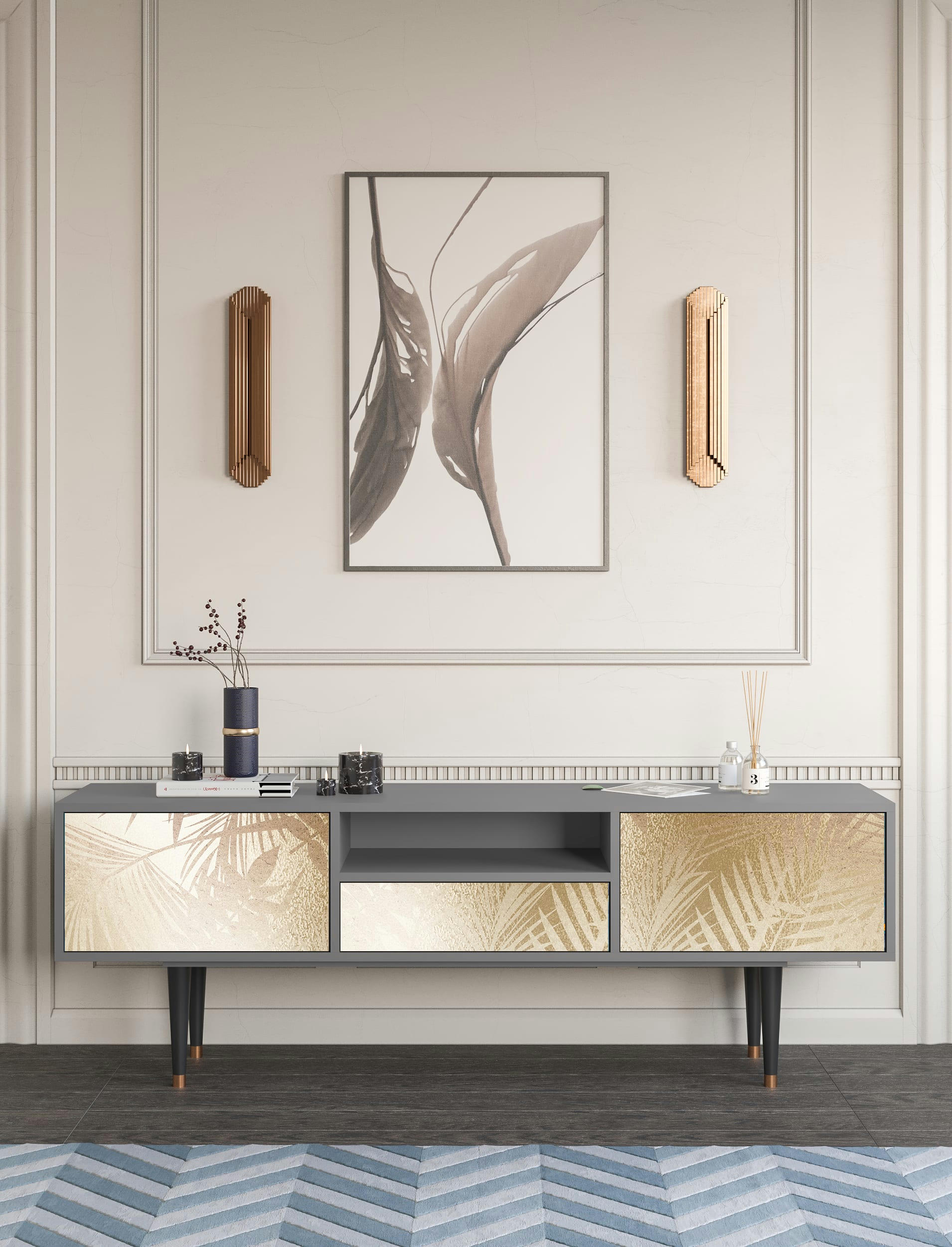 PLANT OF THE DESSERT - Meuble TV  sable 1 tiroir et 2 portes L 170 cm