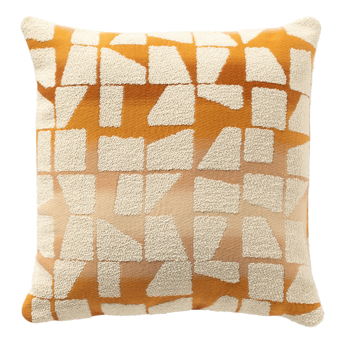 RIO - sierkussen 45x45 cm - Golden Ochre - oranje, wit