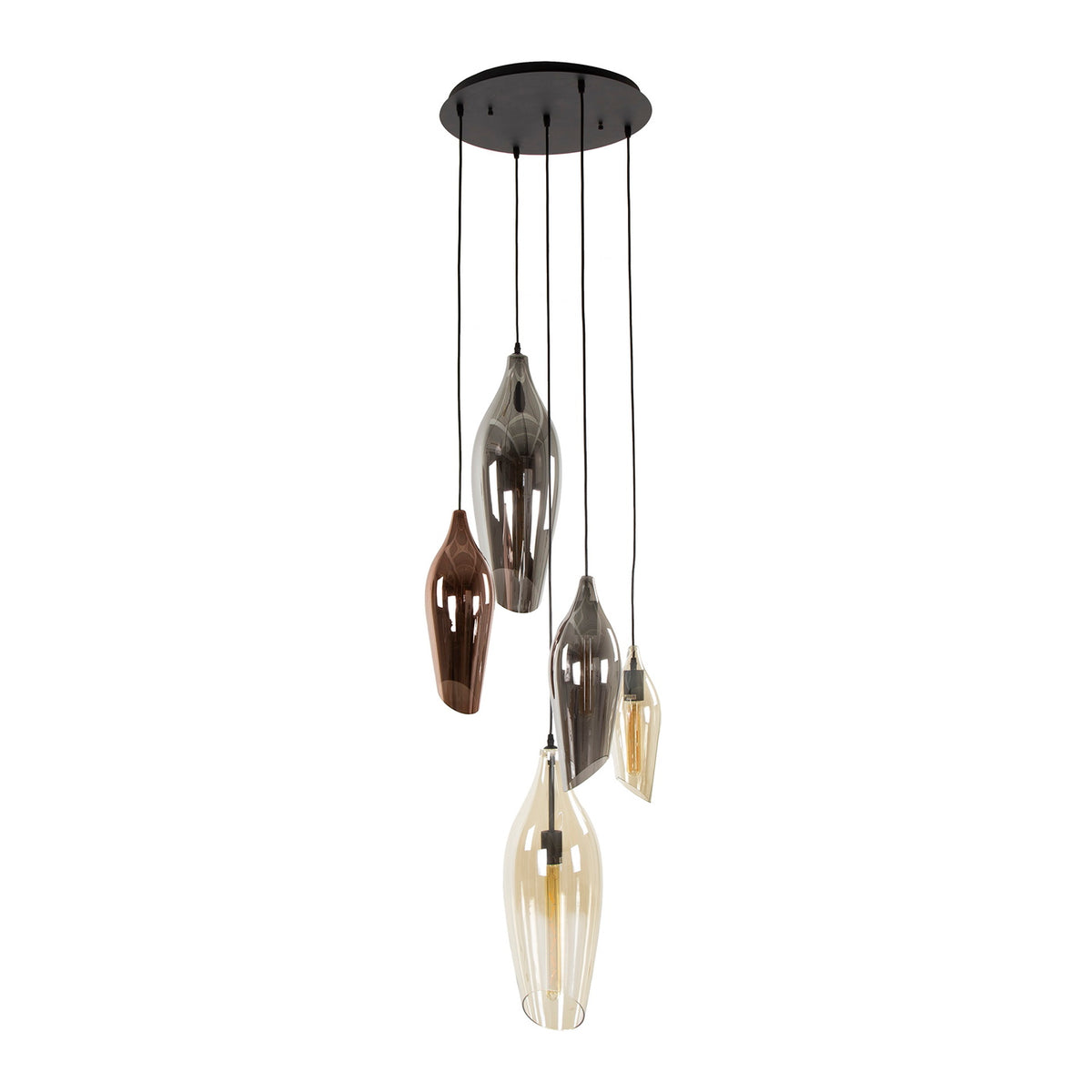 Giga Meubel Hanglamp Cocoon - Multicolor Glas - 5-Lichts - 60x60x180cm