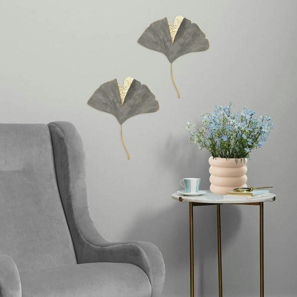 - Cache pot anneaux en ciment Rose