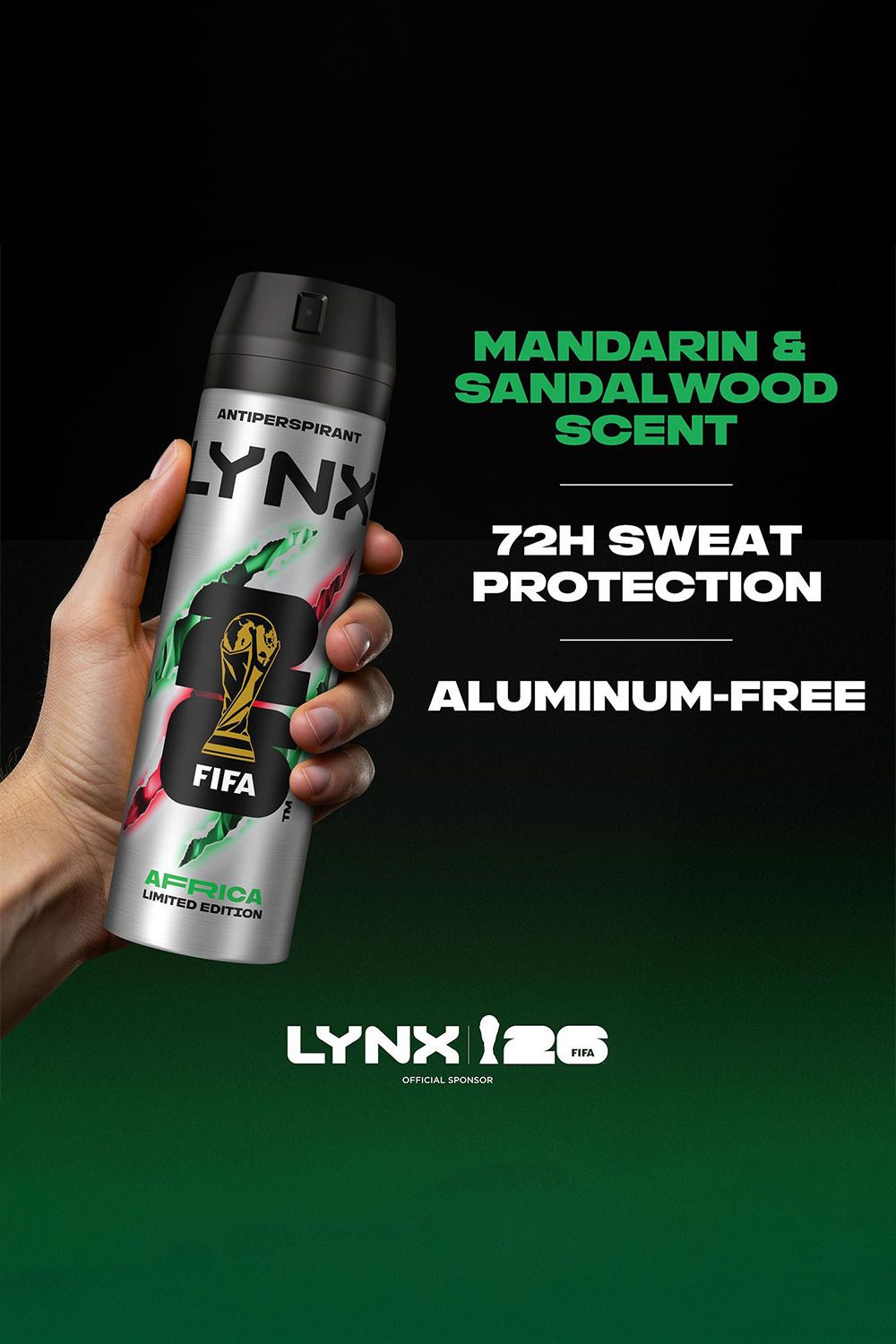 Lynx Limited Edition FIFA Africa Anti-Perspirant Aerosol Deo Spray 200ml, 3 PK