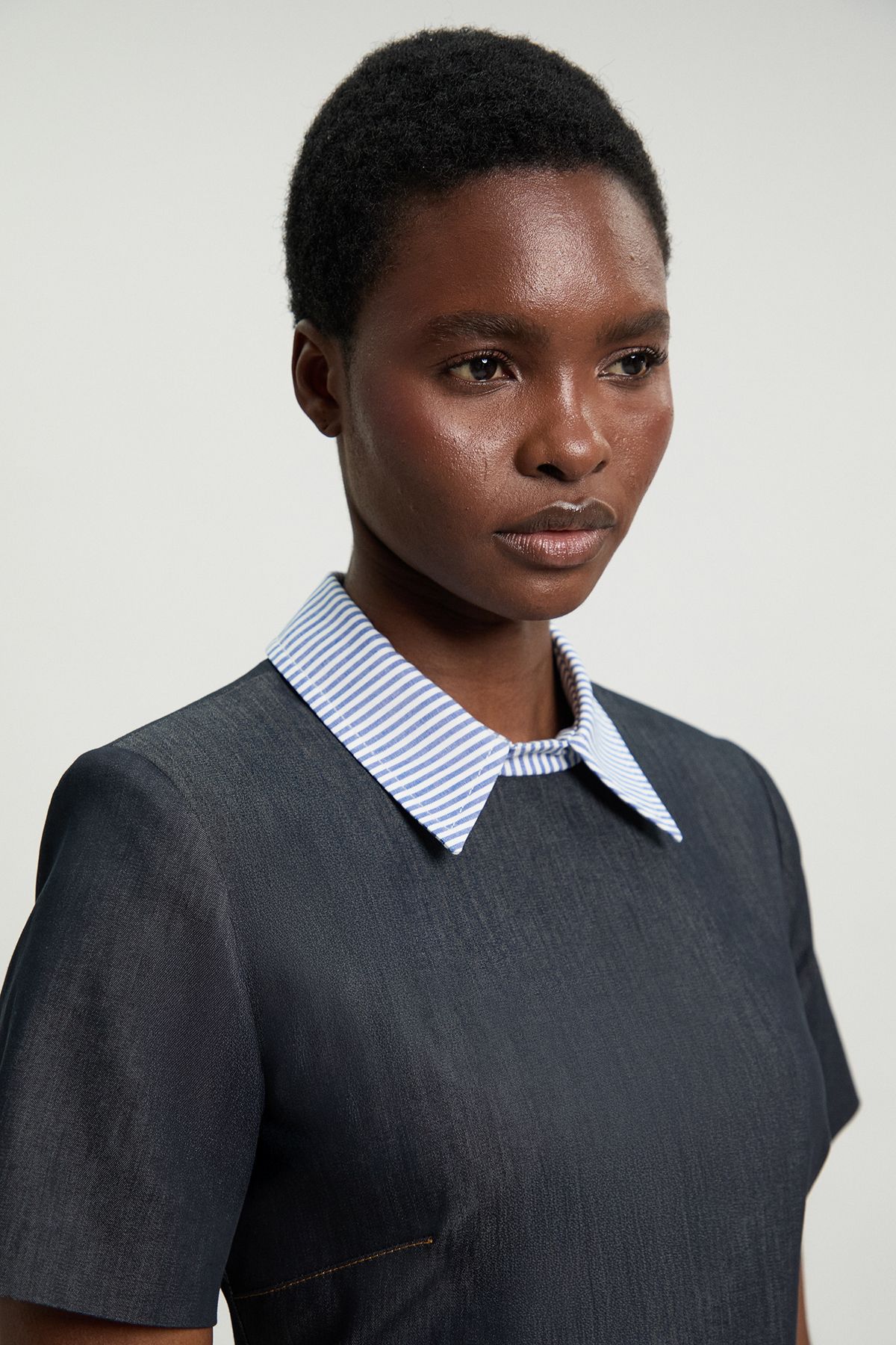 KarenMillen Tailored Denim Detail A Line Mini Dress