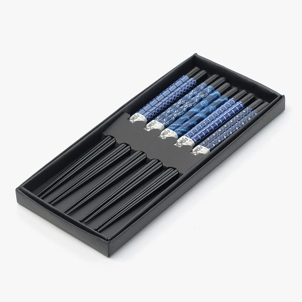 Conjunto de 5 Pauzinhos Azul e Preto CHOPSTICKS