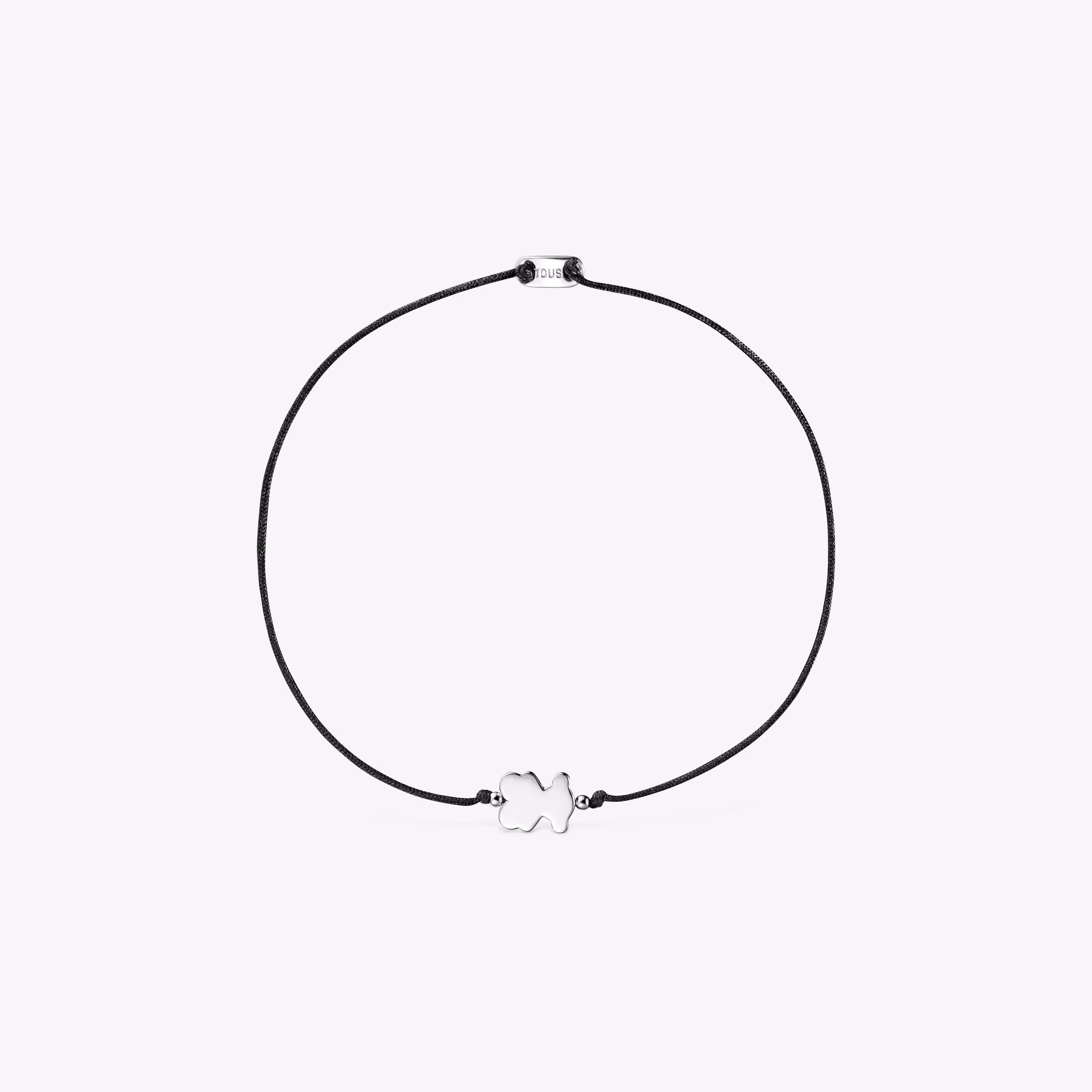 Pulsera de plata y nylon negro con motivo oso Sweet Dolls