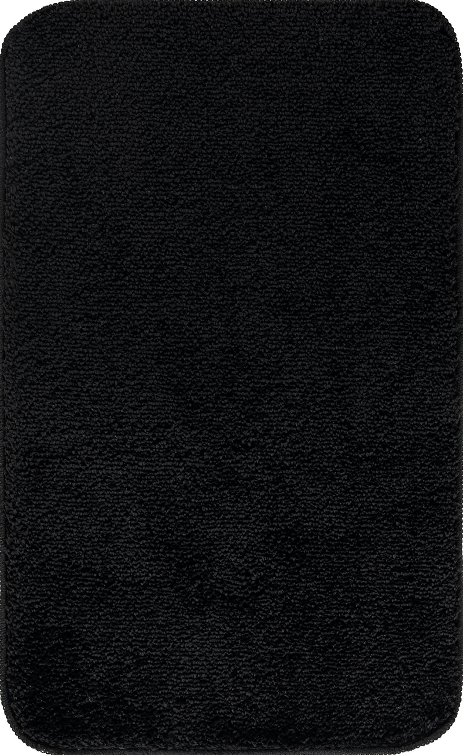 JUNE - Tapis de Salle de Bain Uni Chic Noir 80x50