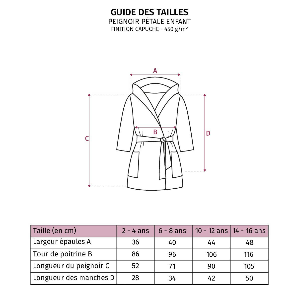 PÉTALE - Peignoir enfant coton bleuet 2/4 a