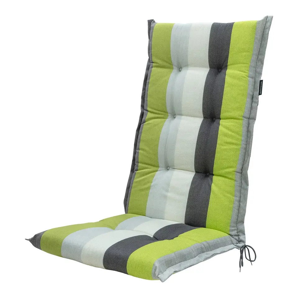 Madison - Tuinstoelkussen Hoge Rug Victoria green - Ca. 123x50 cm - Set van 4