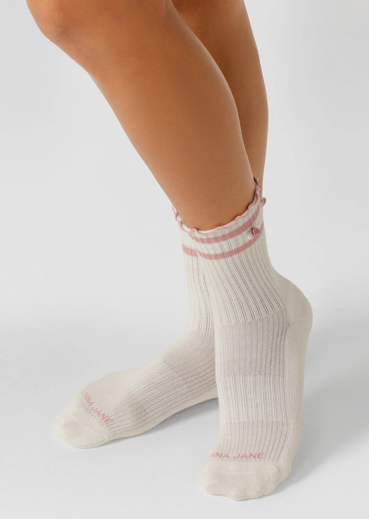 Rosebud Pilates Grip Crew Socks