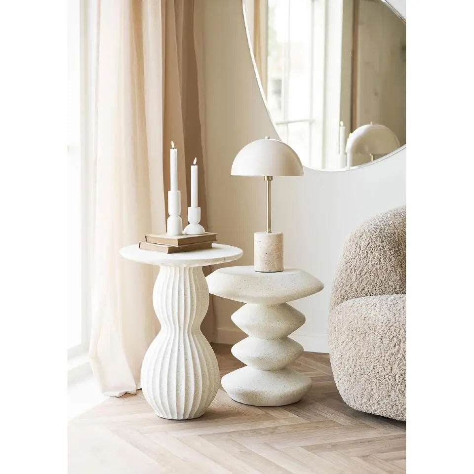 Nest of Nora Kandelaars set van 2 - Kalksteen - Wit