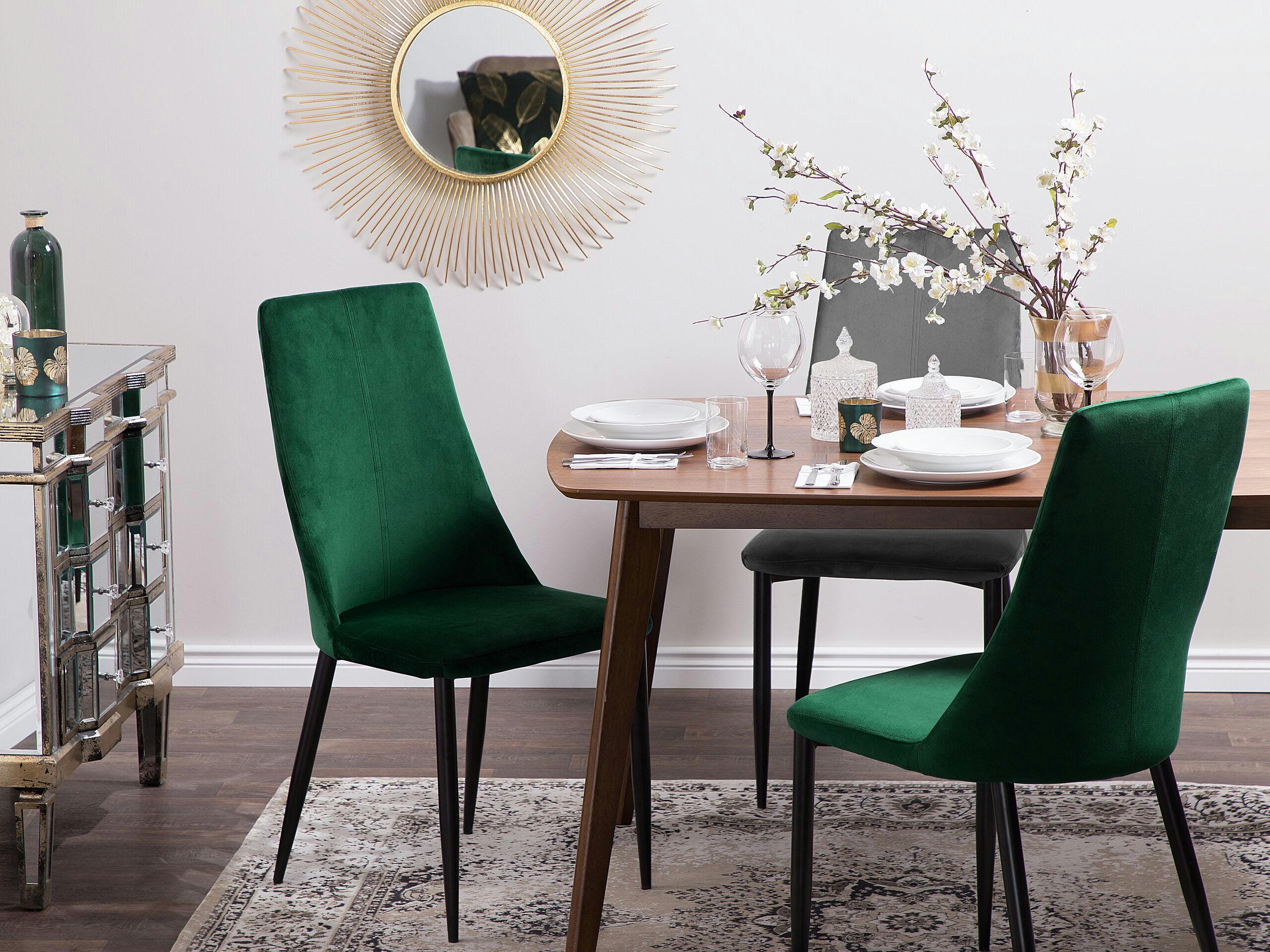 CLAYTON - Lot de 2 chaises en velours vert