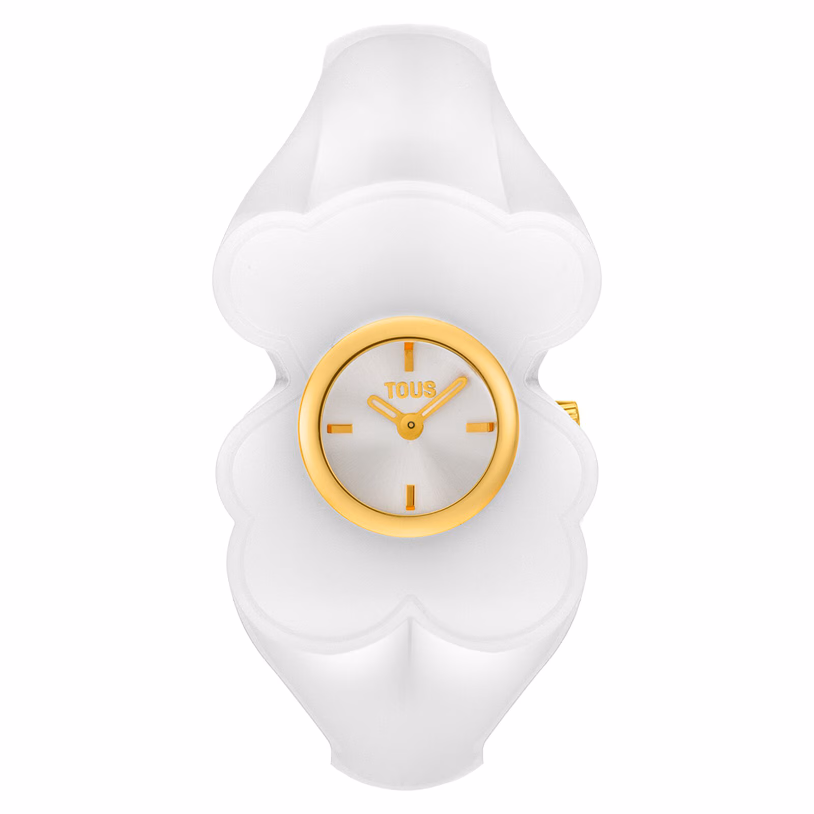 Reloj analógico de acero dorado y policarbonato blanco T. M Bear Folks
