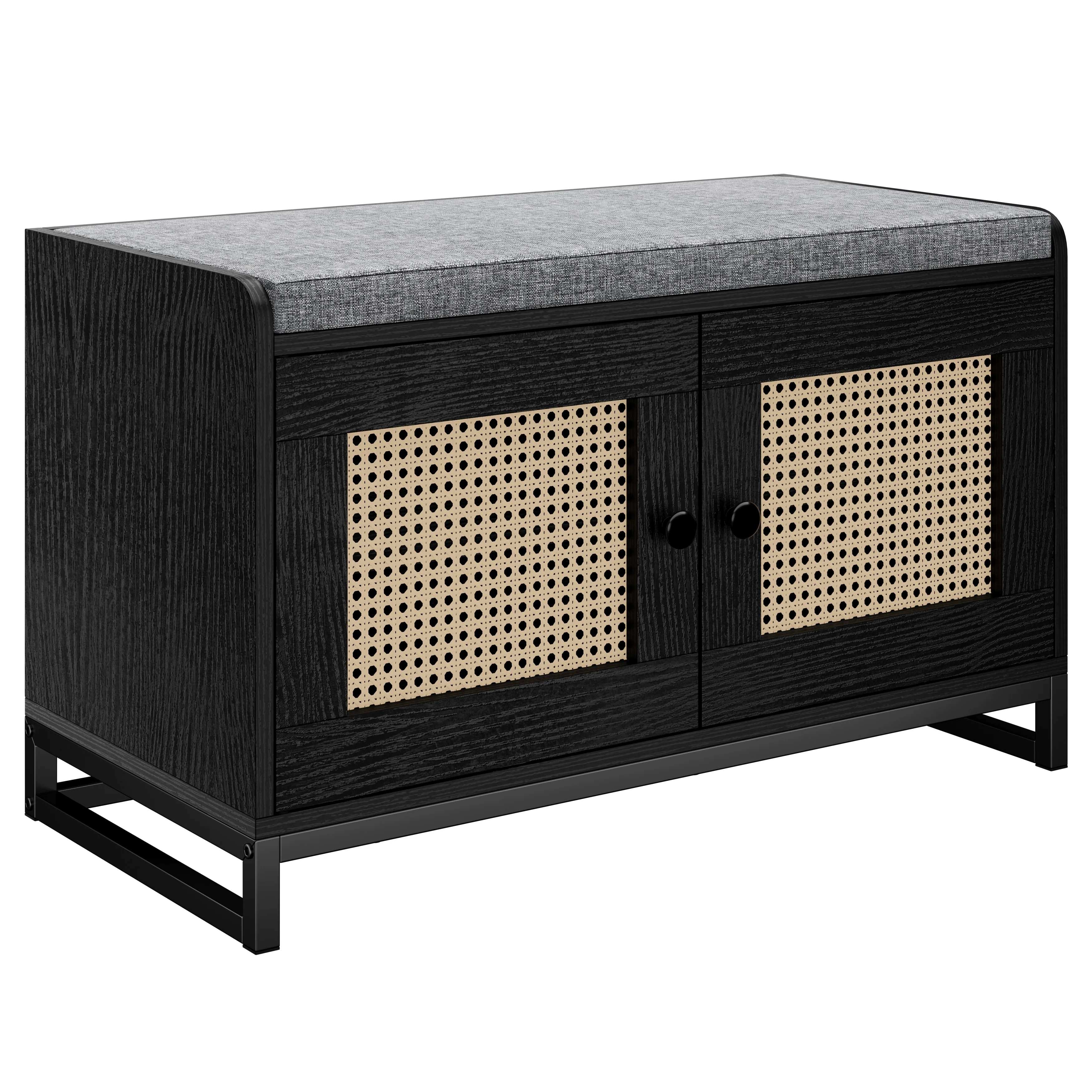 Rattan Shoes Storage Cabinet Bench - 31.5L x 15.4W x 15.7H