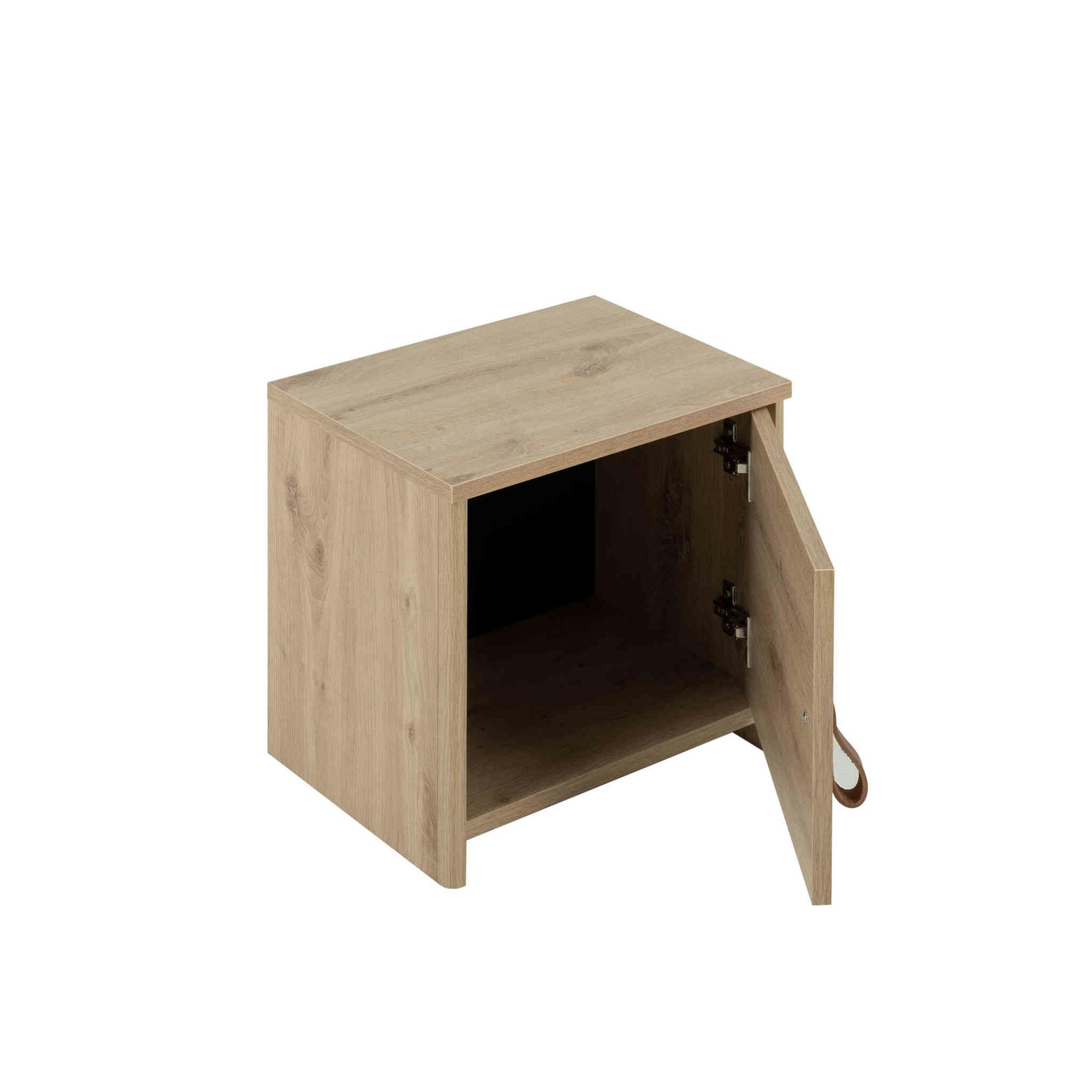 - Table de chevet 1 porte en bois imitation chêne clair