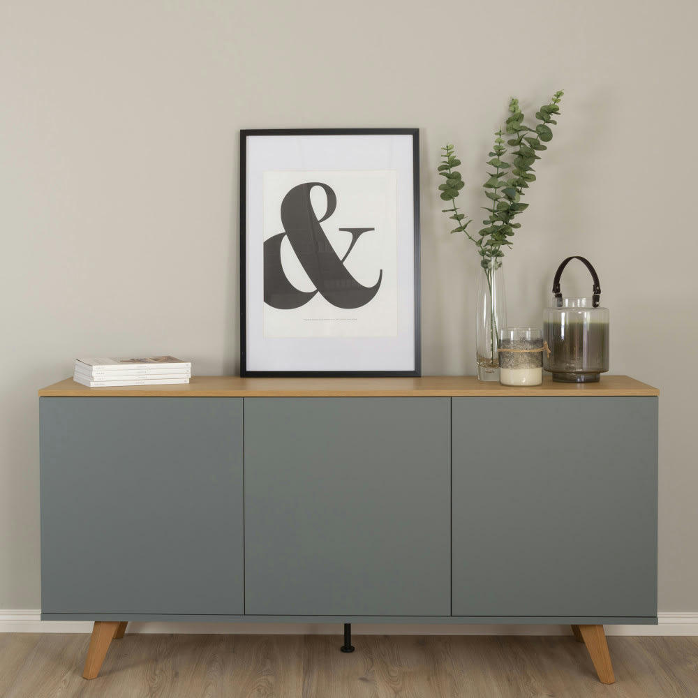 AMELIA - Buffet en bois 3 portes L162cm gris