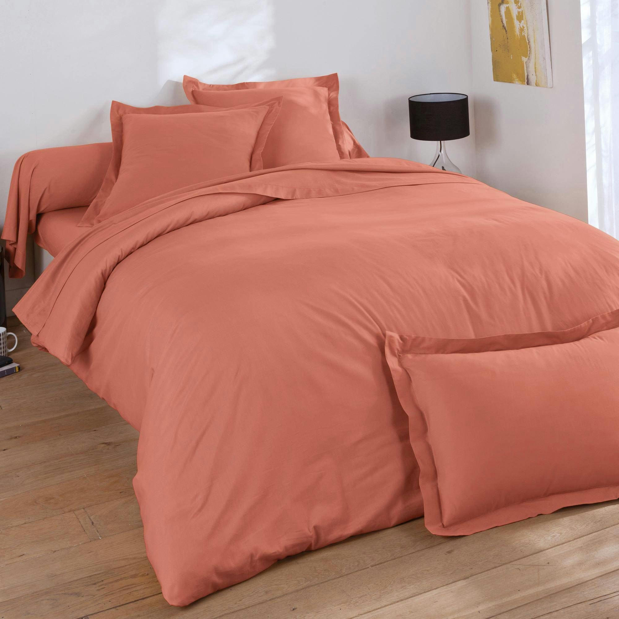 COTON UNI LAURÉAT - Housse de couette 200x200 orange poterie en coton
