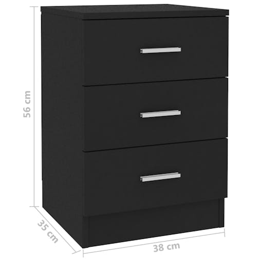 NNEVL Bedside Cabinet Black 38x35x56 cm Chipboard