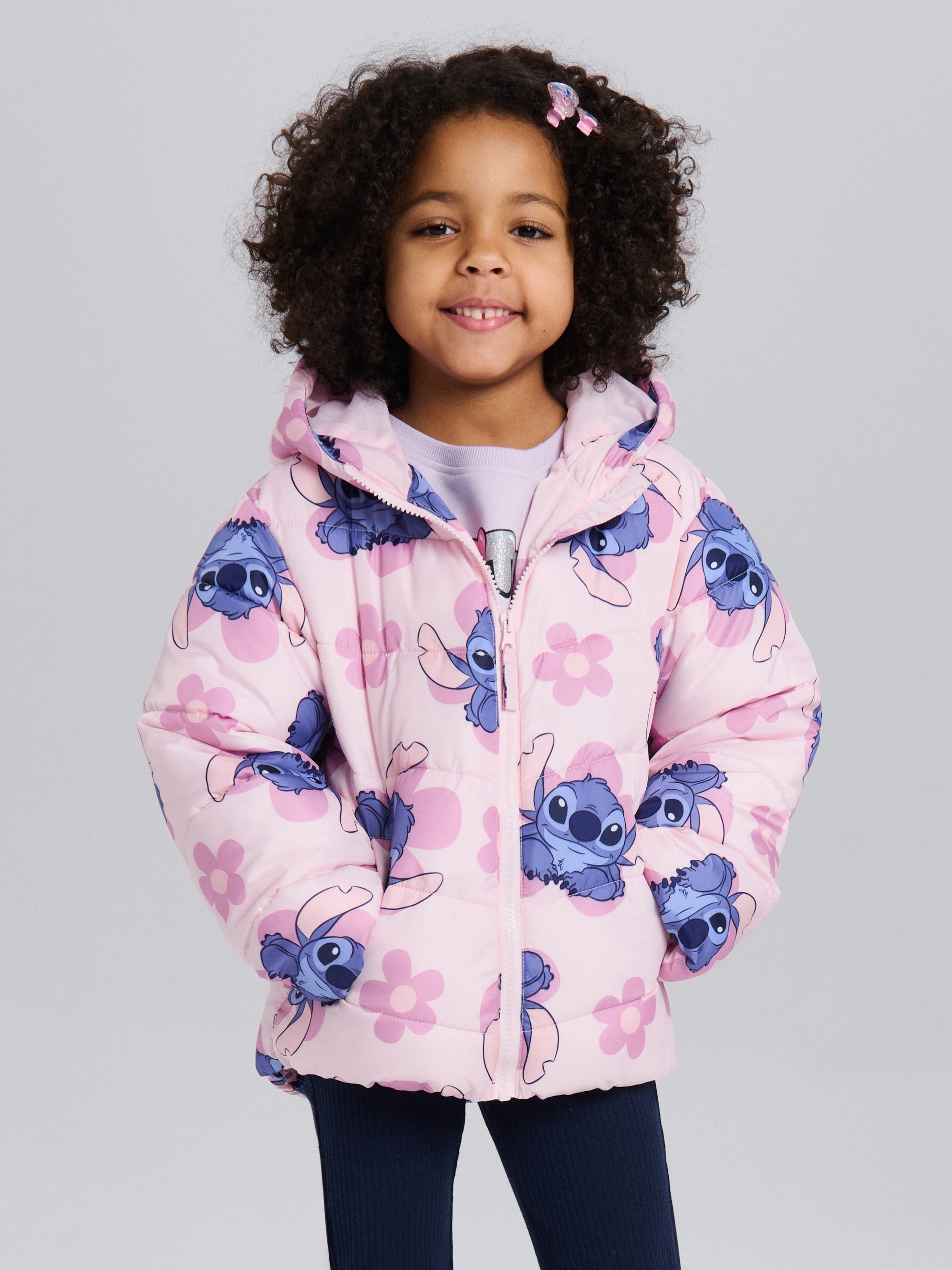 Pikowana kurtka puffer z kapturem Stitch