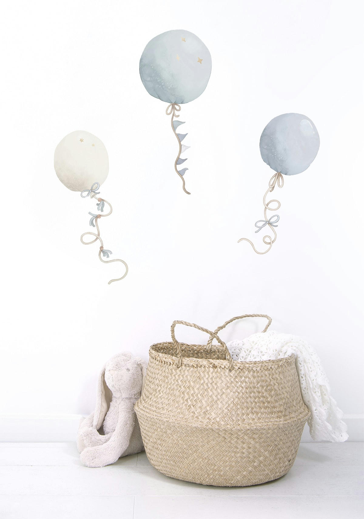 SELENE - Grand sticker les ballons en vinyle mat bleu