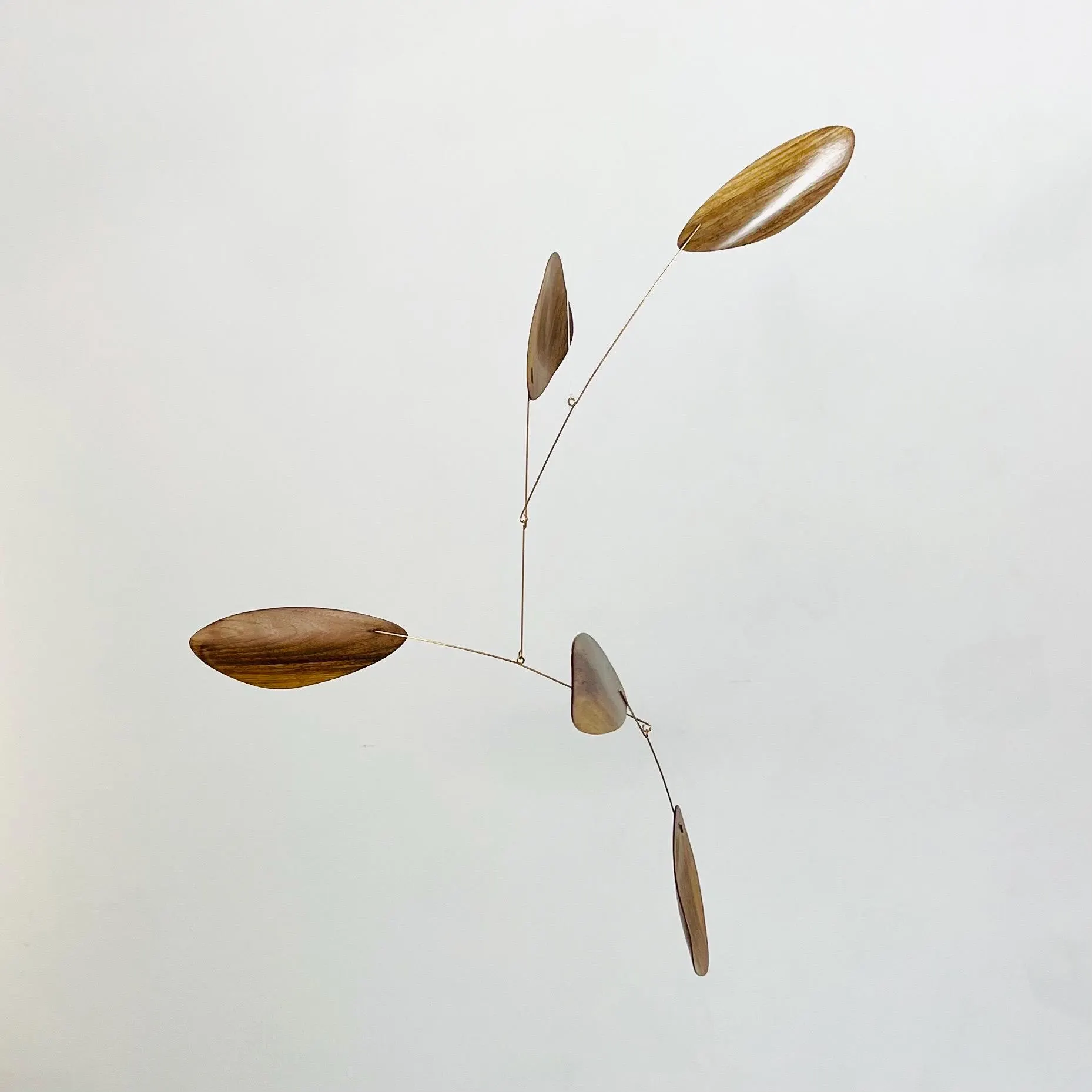5 Element Black Walnut Hanging Mobile w/ Bronze Wire. 24