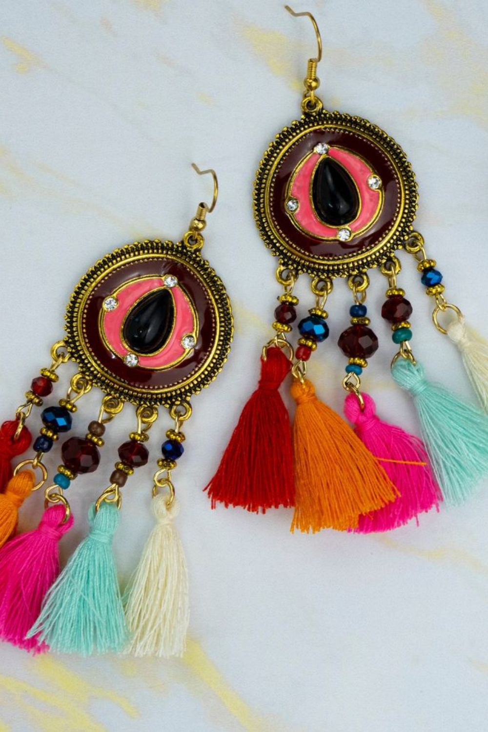 The Colourful Aura Gold Plated Rudraksha Drop Earrings