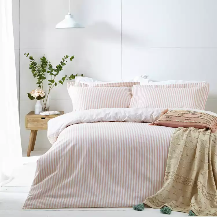 Yard Hebden Cotton Stripe Blush Bedding Set - Single