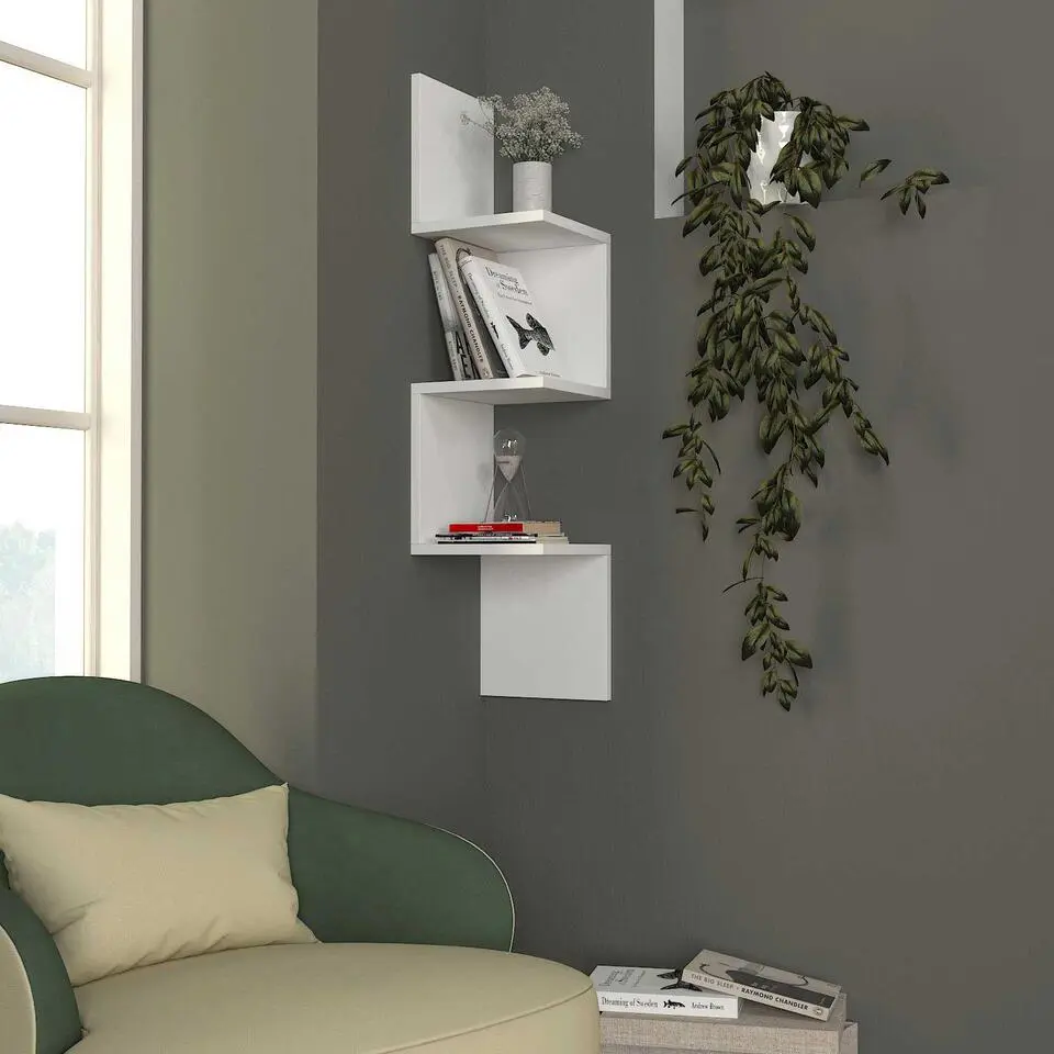 Corner Wandrek - 100% MELAMINE - Wit