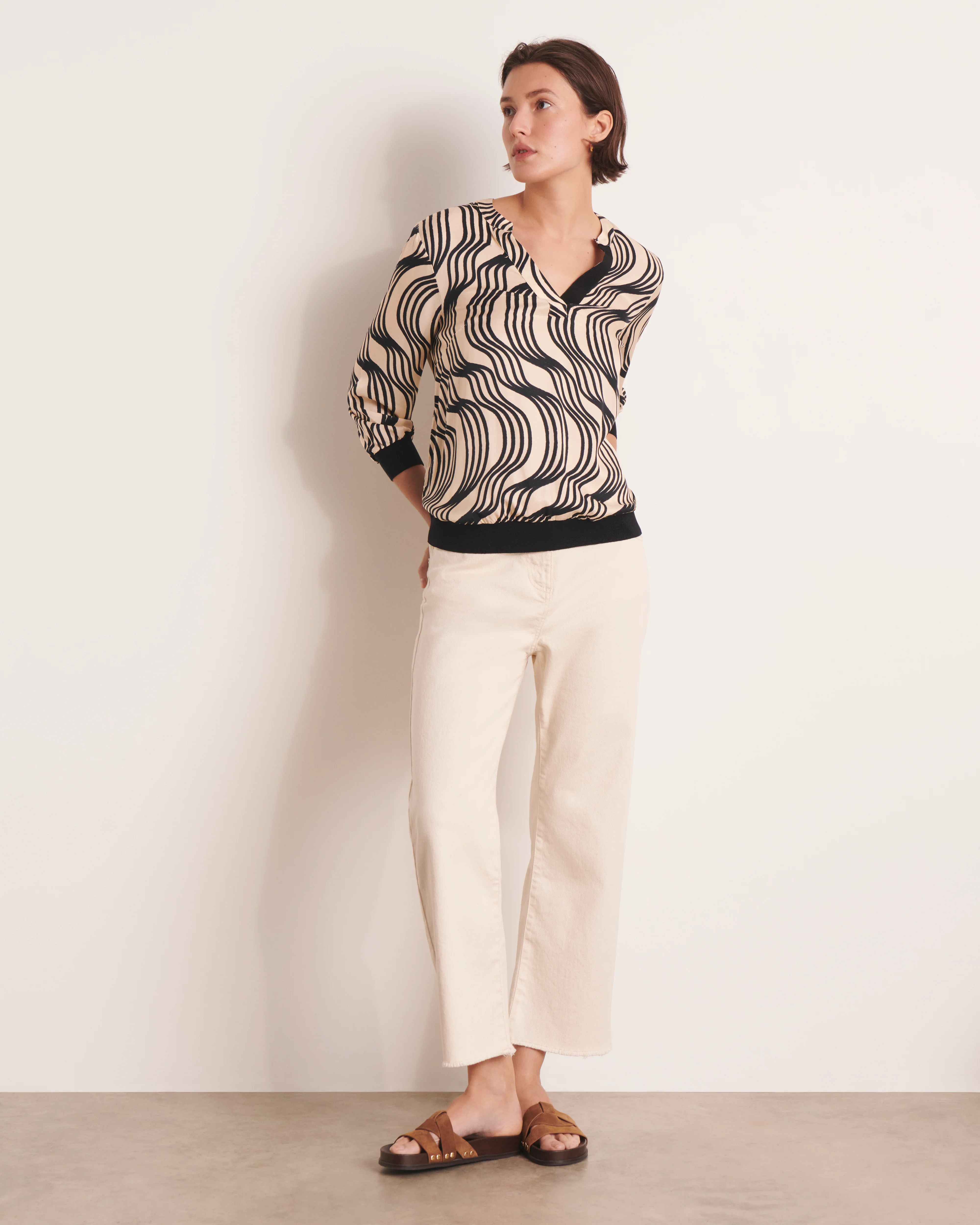Blouse noire imprimée effet sweat CONCORDIA/13108/670