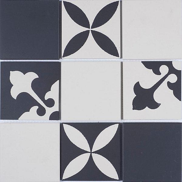 Mosaique de Ceramique 10X10 cm - Decor Type Carreau Ciment - vendu par plaque de 30,7X30,7 cm -