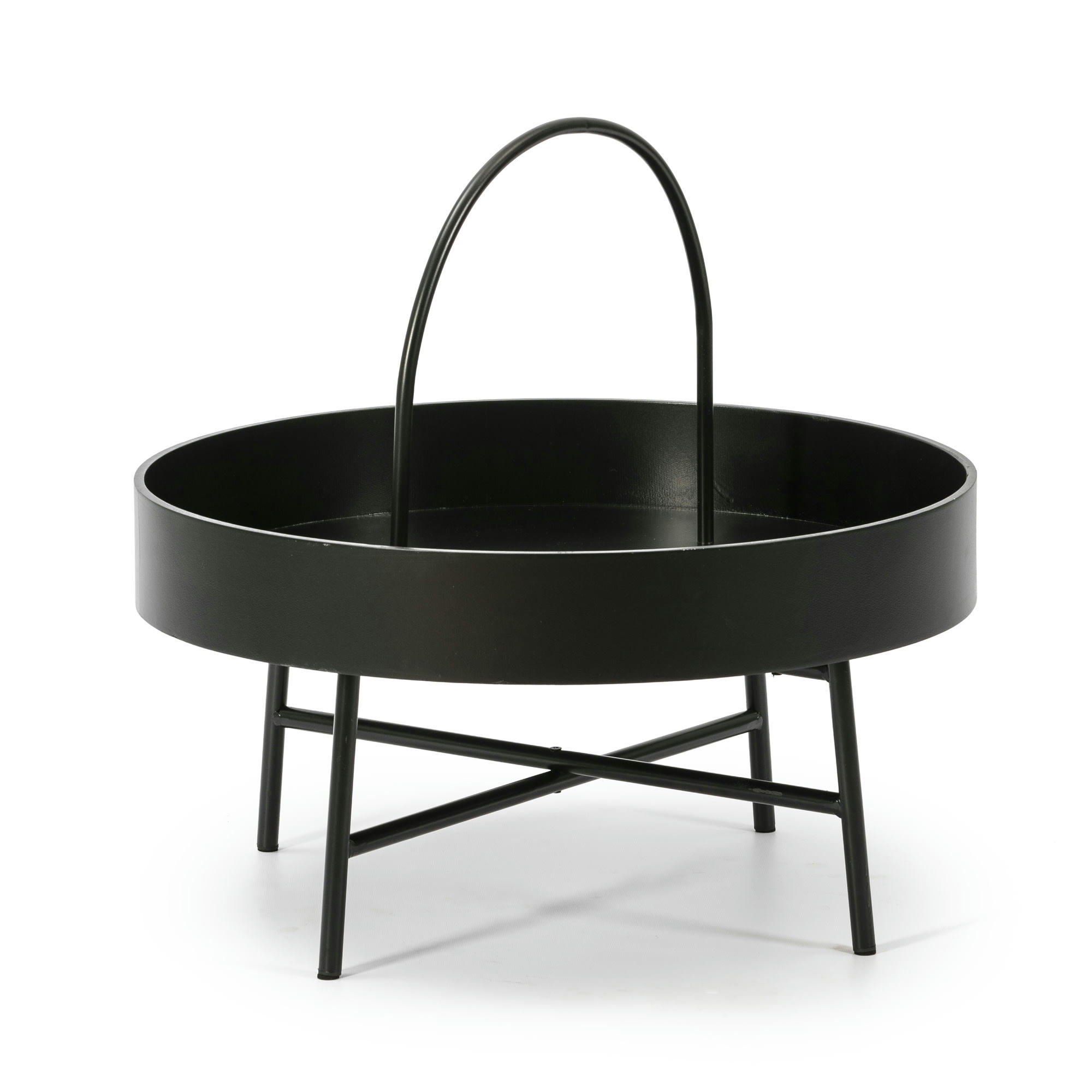 MANILA - Table basse ronde avec plateau en mdf noir et structure métallique