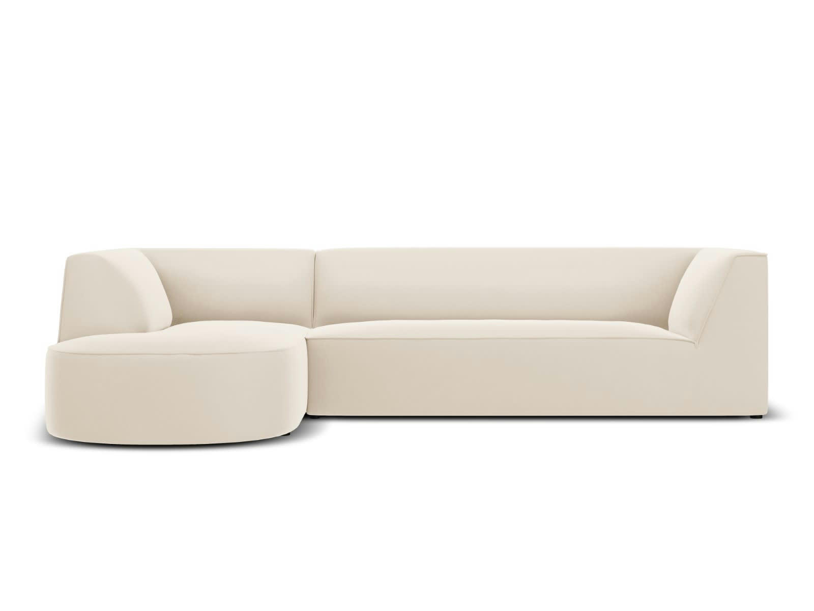 CHARLES - Canapé D'Angle Gauche 4 places en Velours Beige