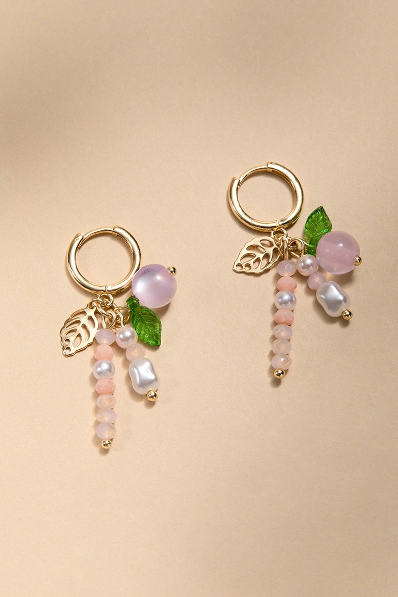 Gina Peach Charm Drop Earrings
