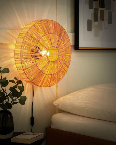 Lampa ścienna słomiany klosz naturalna