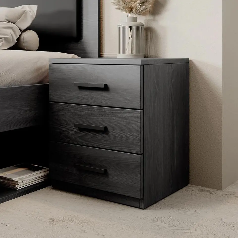 Meubella - Nachtkastje Gina - Antraciet eiken - 46 cm